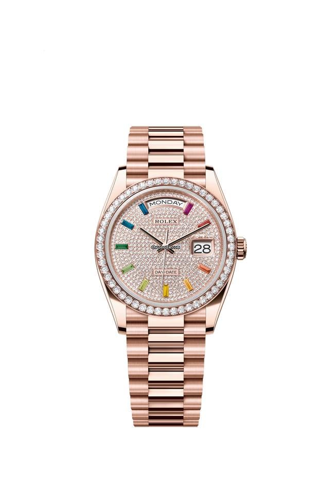 Rolex Day-Date 36 ainbow Rose Gold Diamond Bezel