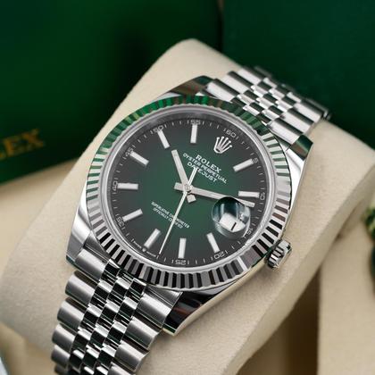 Rolex Datejust 41 Green Ombré Fluted Bezel Jubilee Bracelet
