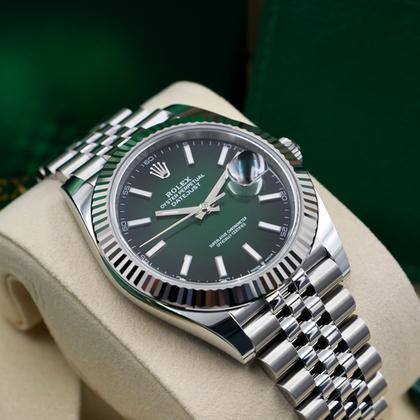 Rolex Datejust 41 Green Ombré Fluted Bezel Jubilee Bracelet