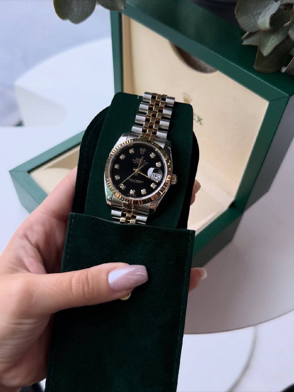 Rolex Datejust Two-Tone Jubilee Black Diamond Dial