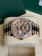 Rolex Day-Date 36 ainbow Rose Gold Diamond Bezel