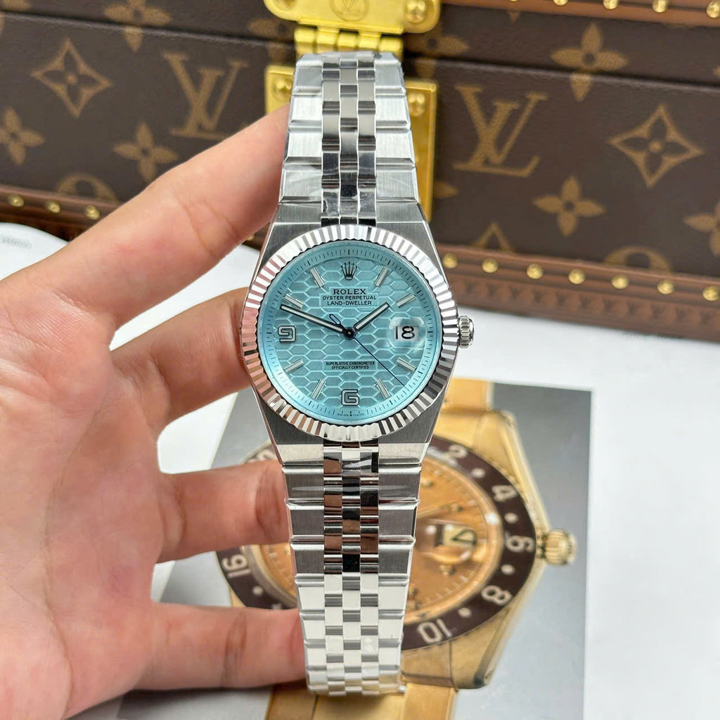 Rolex Land-Dweller Ice Blue Honeycomb