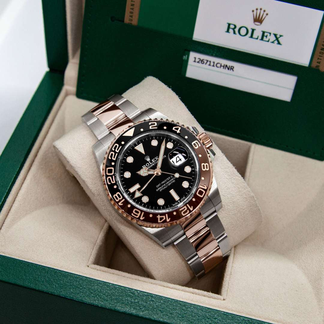 Rolex GMT-Master II 'Root Beer' Rose Gold Stainless Black Dial